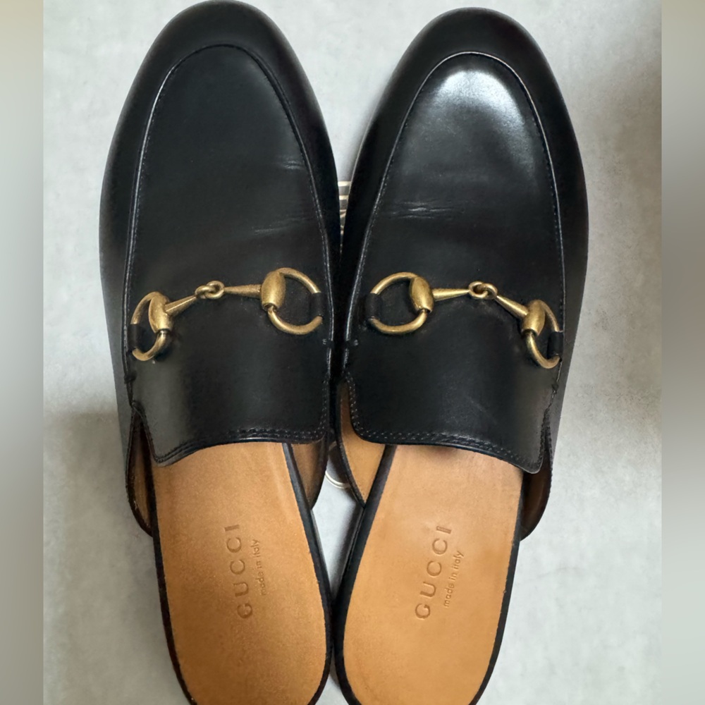 Gucci Black Leather Mule Loafers